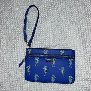Kate Spade Blue Wristlet with Seahorse Design